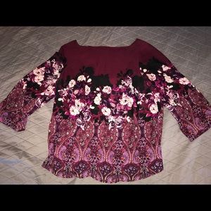 Burgundy Flower Blouse